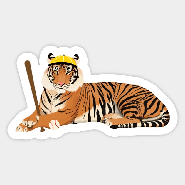 Baseball Tiger Yellow Sticker by College Mascot Designs